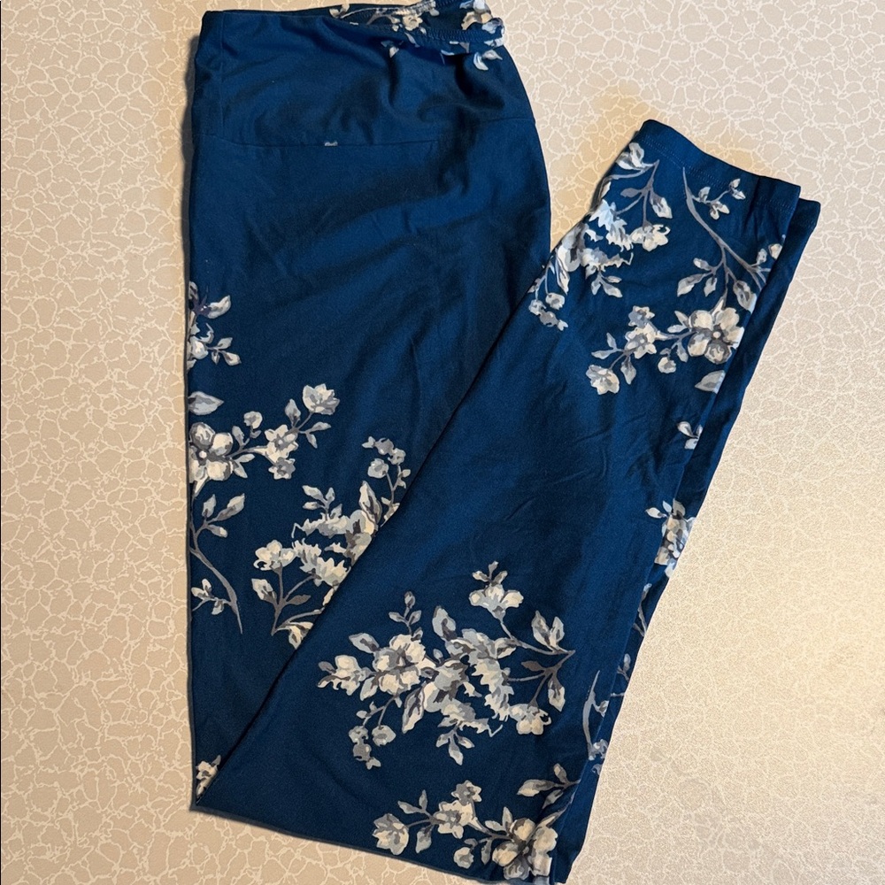 LuLaRoe Blue Floral Leggings